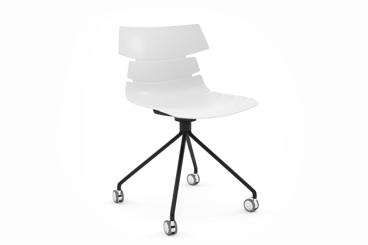 Wave Plastic Chair - Mobile Base Jasonl black leg white 