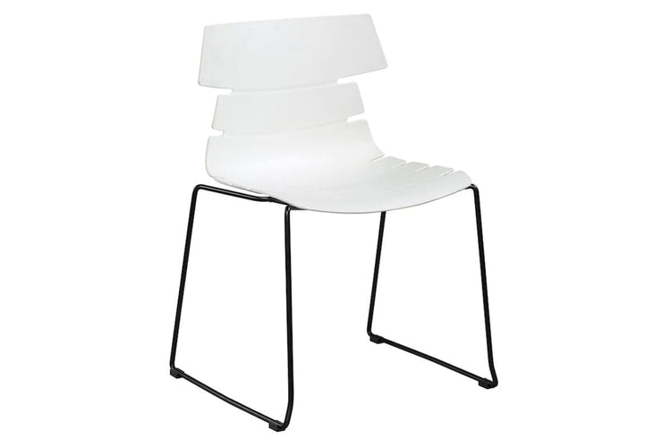 Wave Plastic Chair - Sled Base Jasonl black leg white 