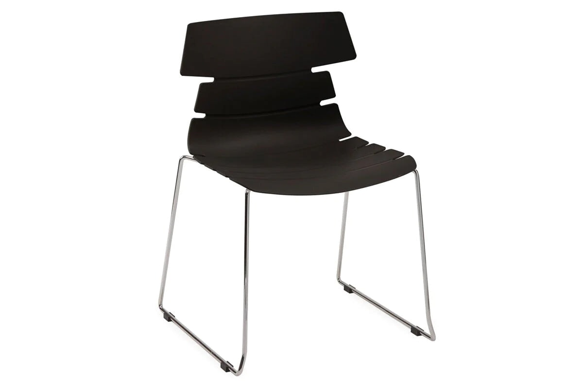 Wave Plastic Chair - Sled Base Jasonl chrome leg black 