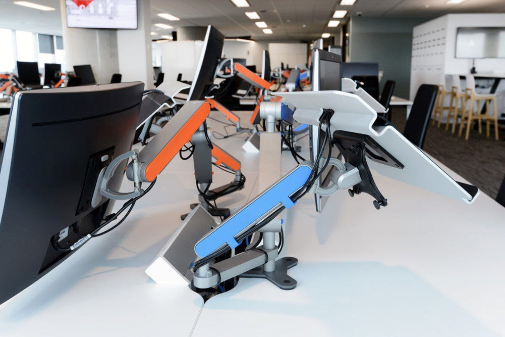 Zgo Dynamic Dual Monitor Arms-polished tray zhub