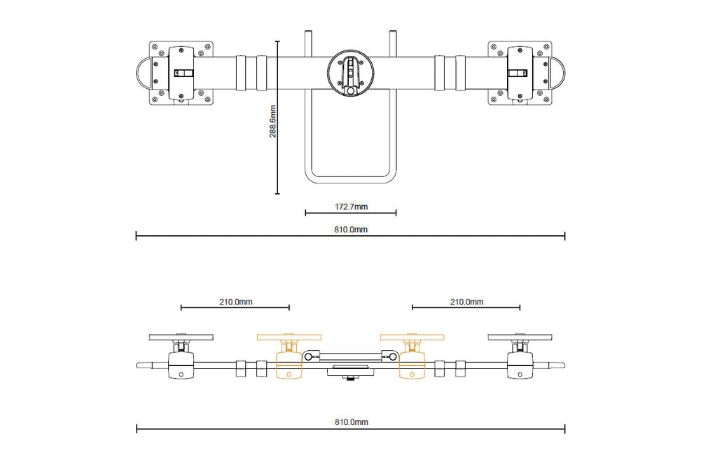 Zgo Dynamic Single Arm with Crossbar for Dual Monitor Arms-polished tray zdock