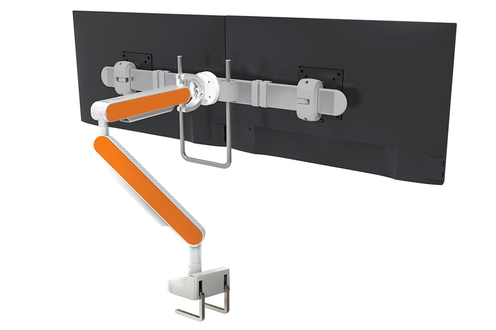 Zgo Dynamic Single Monitor Arm-white arm silver crossbar orange