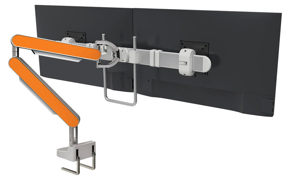 Zgo Dynamic Single Monitor Arm-polished arm silver crossbar orange