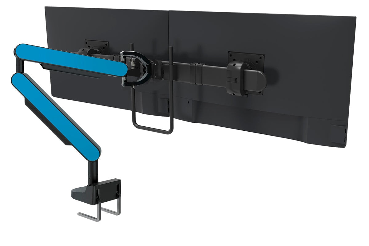 Zgo Dynamic Single Monitor Arm-black arm black crossbar blue