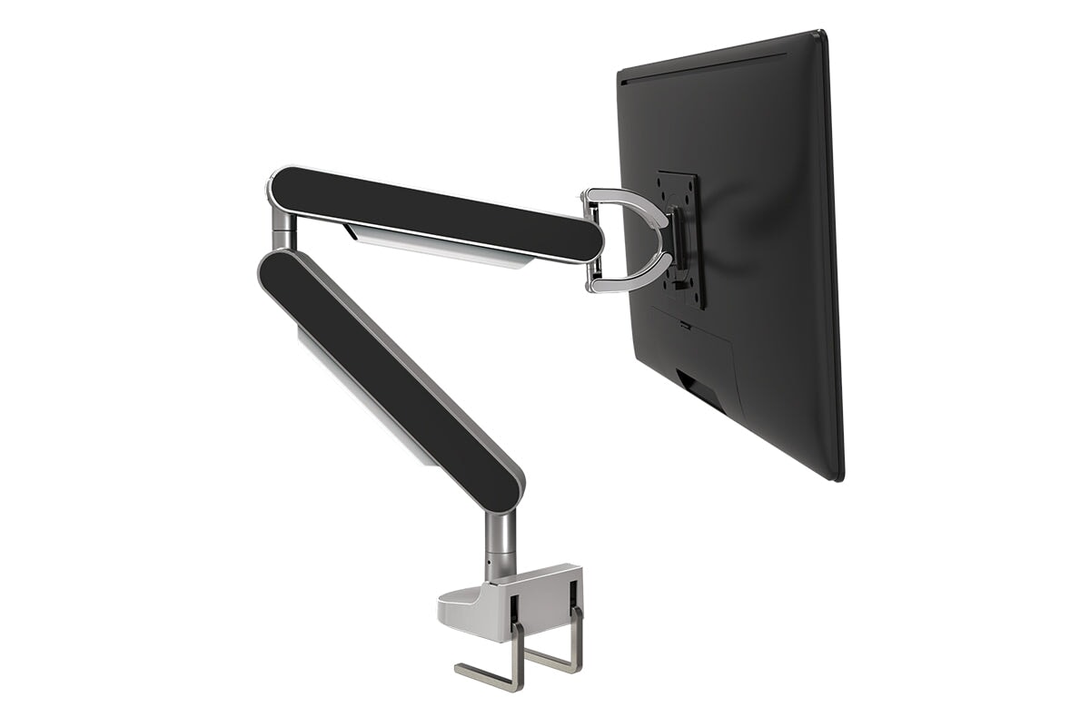 Zgo Dynamic Single Monitor Arm-polished arm silver crossbar white
