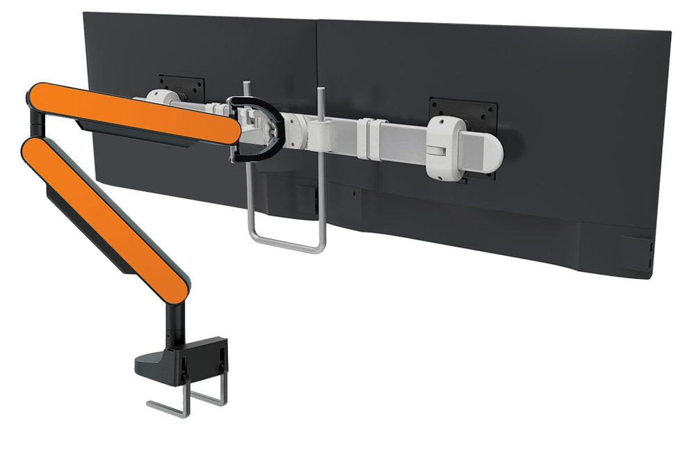 Zgo Dynamic Single Monitor Arm-black arm silver crossbar orange