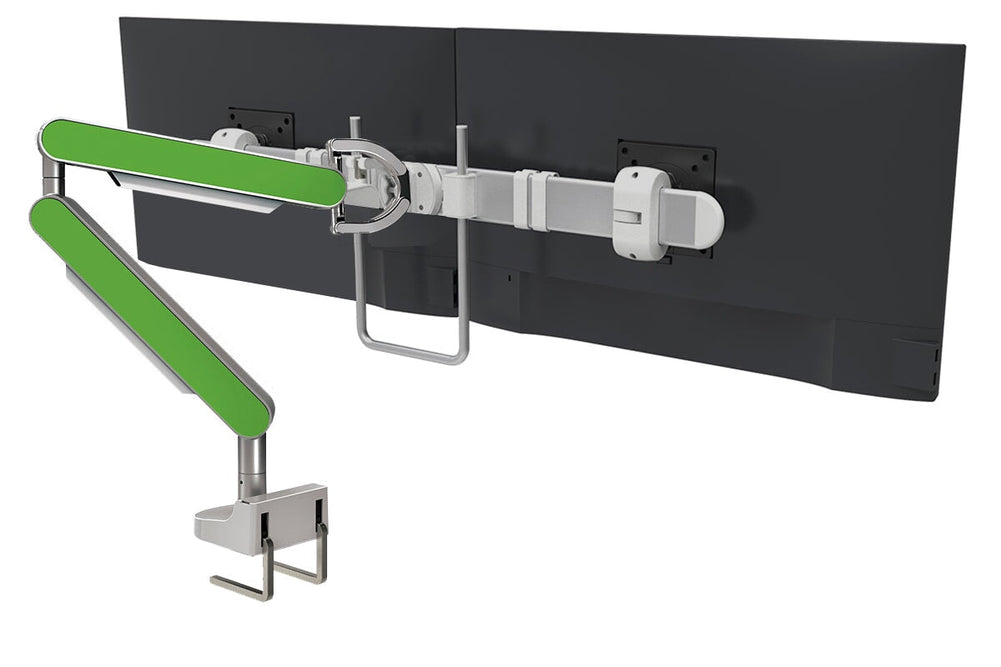 Zgo Dynamic Single Monitor Arm-polished arm silver crossbar green