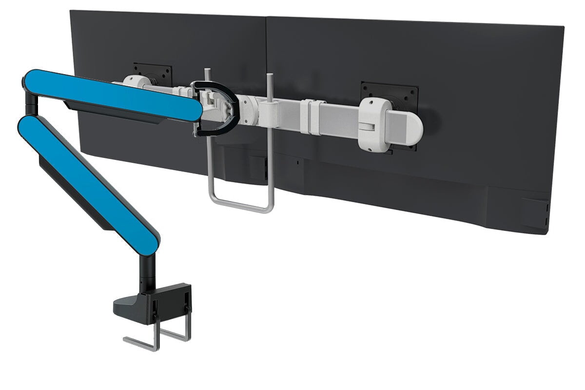 Zgo Dynamic Single Monitor Arm jasonl black arm silver crossbar blue