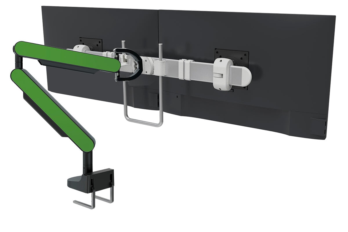 Zgo Dynamic Single Monitor Arm-black arm silver crossbar green