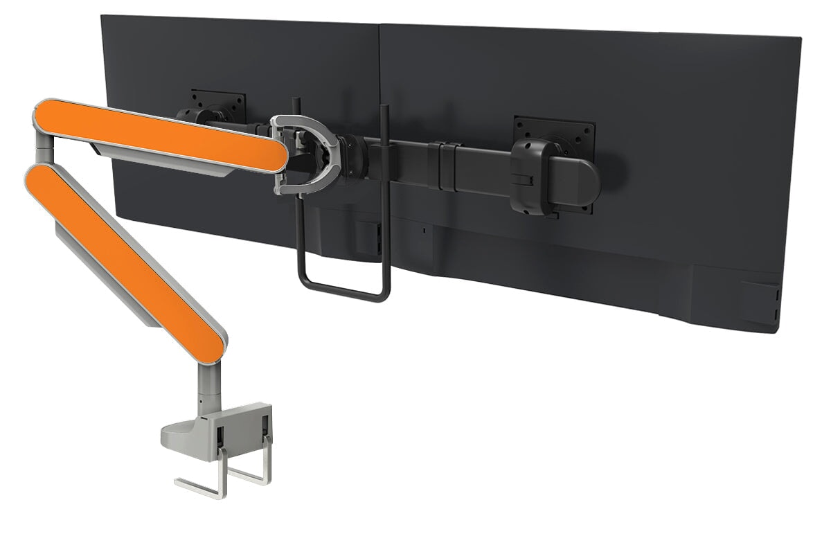 Zgo Dynamic Single Monitor Arm jasonl silver arm black crossbar orange