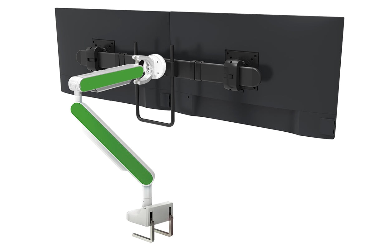 Zgo Dynamic Single Monitor Arm jasonl white arm black crossbar green