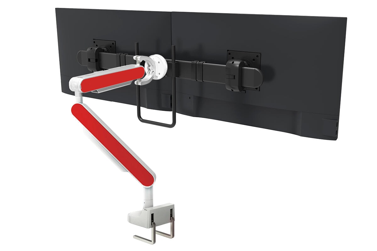 Zgo Dynamic Single Monitor Arm jasonl white arm black crossbar red