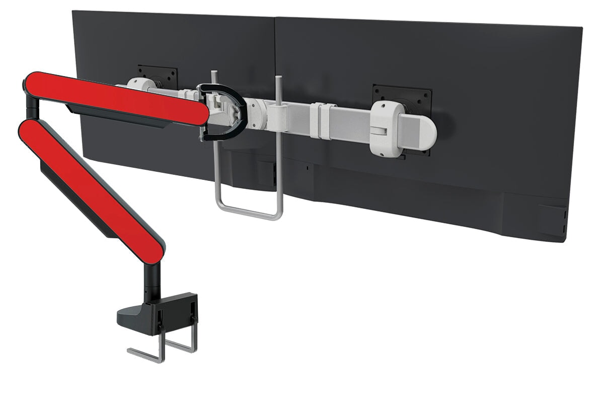 Zgo Dynamic Single Monitor Arm jasonl black arm silver crossbar red