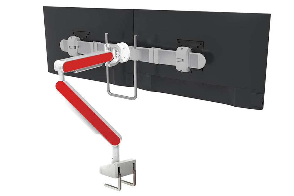 Zgo Dynamic Single Monitor Arm-white arm silver crossbar red